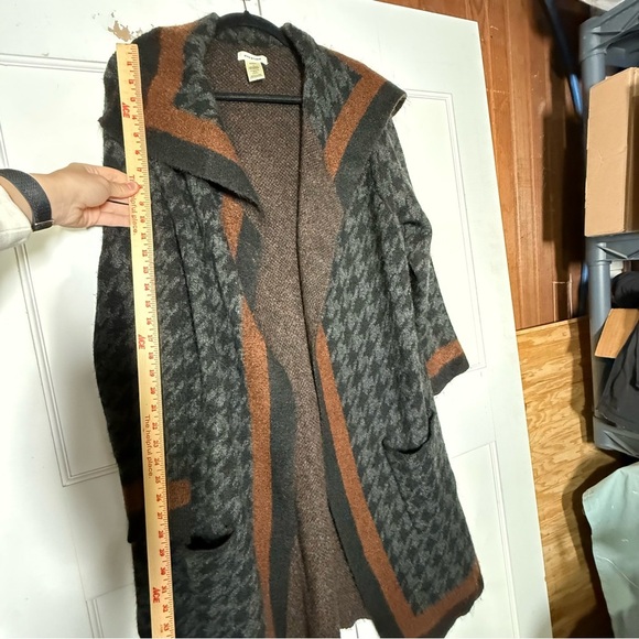 Max Studio Houndstooth Open Front Cardigan Sweater Coat Size Large Jacquard - Picture 4 of 12